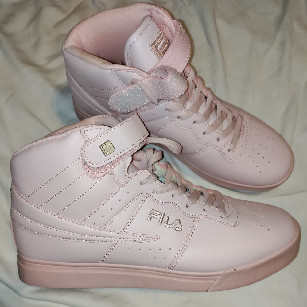 High Top Pink Fila Sneakers with Velcro Straps